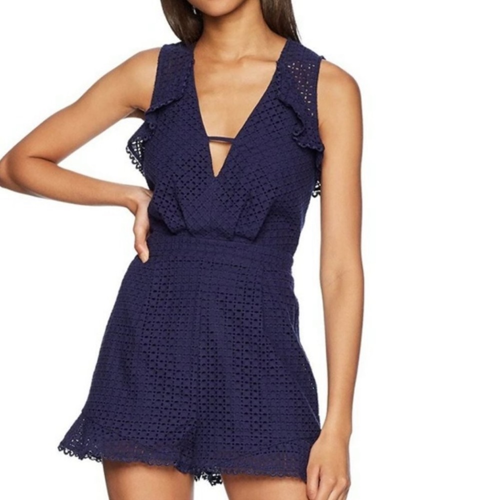 Adelyn Rae Anthropology Parker Navy Blue Eyelet Romper!